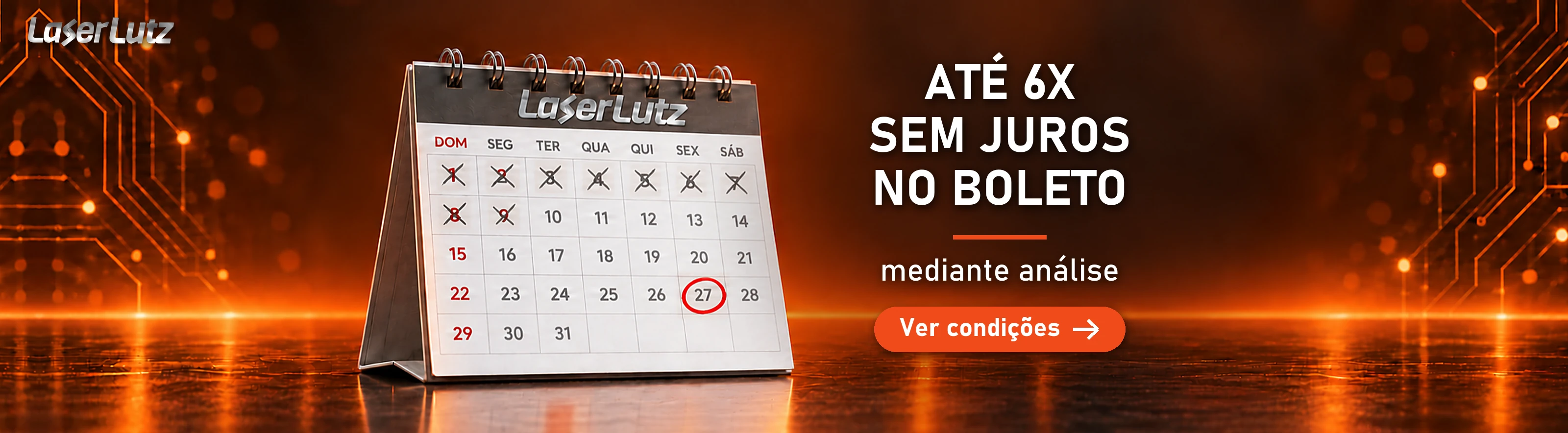 Até 6x sem juros no boleto, mediante análise. Botão: Ver condições.